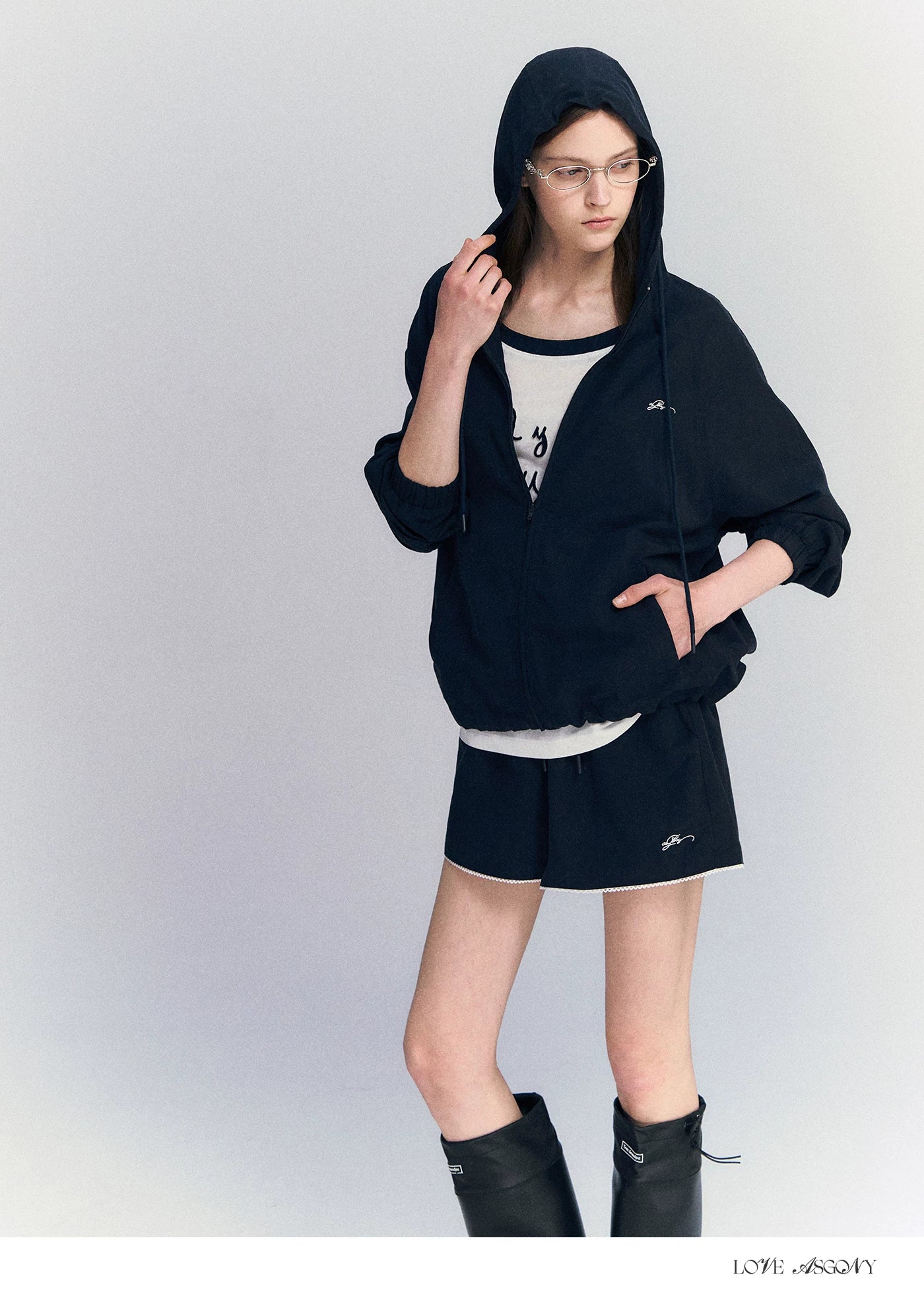Linen Blend Hoodie Set
