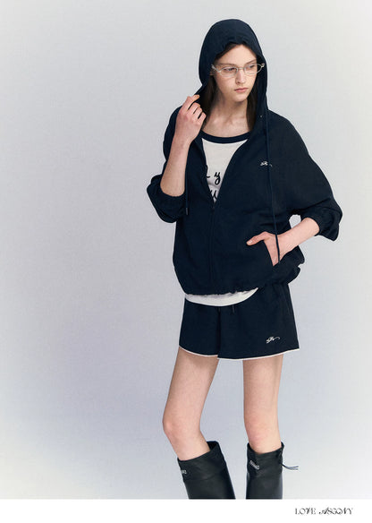 Linen Blend Hoodie Set