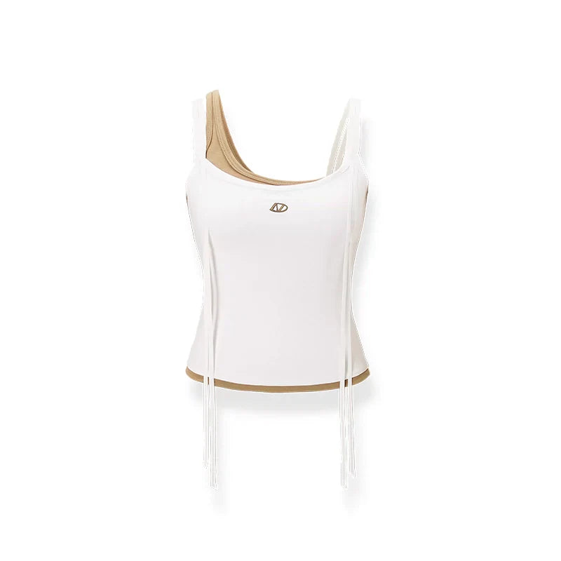 Color Block Mock Two-Piece Halter Top