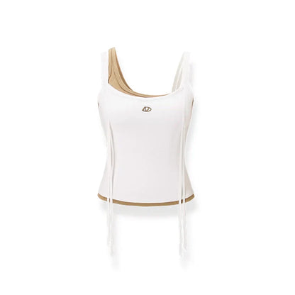 Color Block Mock Two-Piece Halter Top