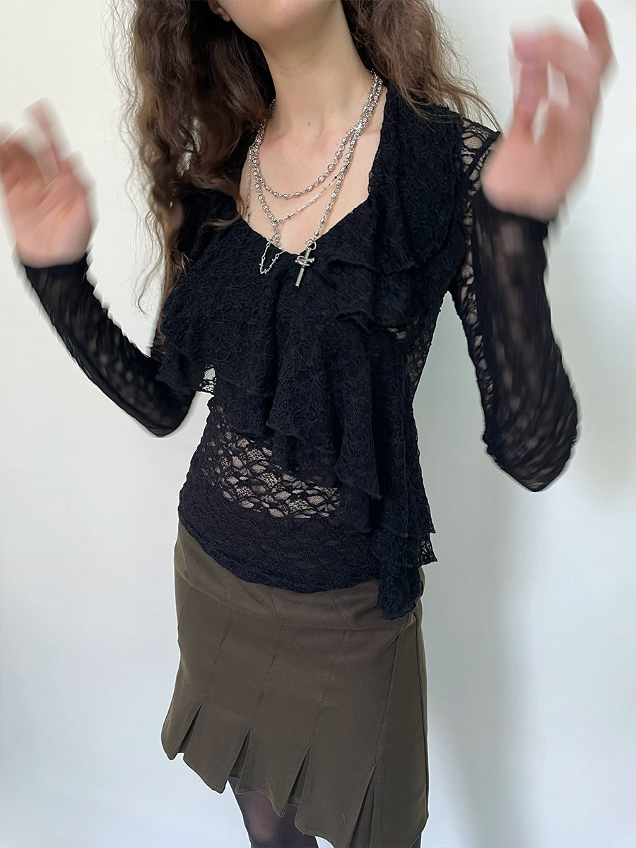 Two-Tone Twill Panel Mini Skirt