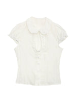 Eyelet Doll Collar Blouse & Skirt Set