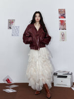 A-Line Long Skirt with Flared Tulle