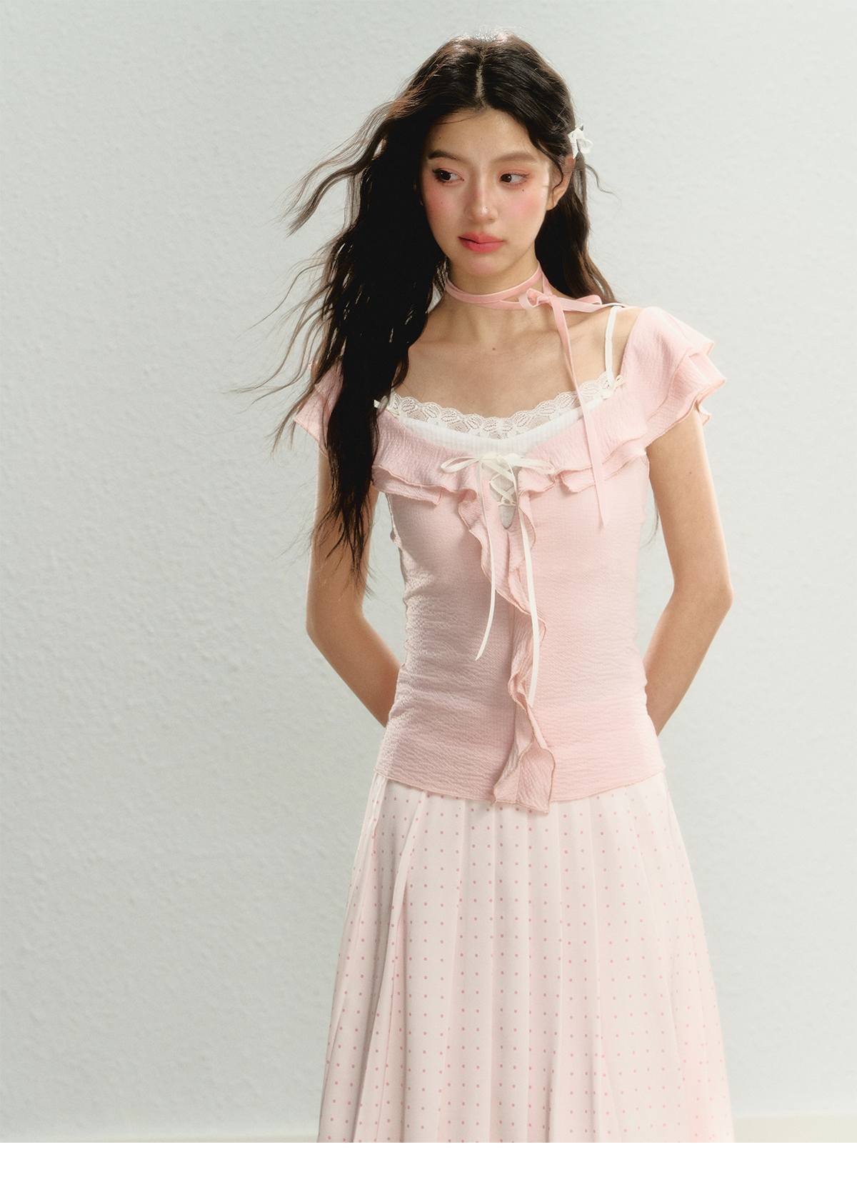 Lace 2-in-1 Knit T-Shirt