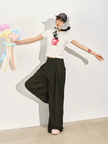 Pearl Bow Fruity Slim-fit Short Sleeve T-shirt