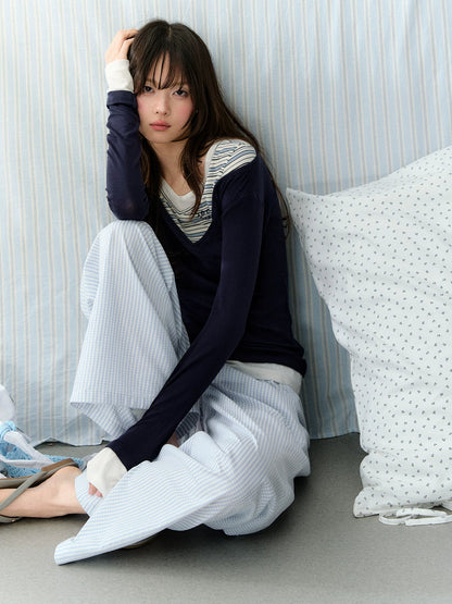V-neck Layered Slim Tee