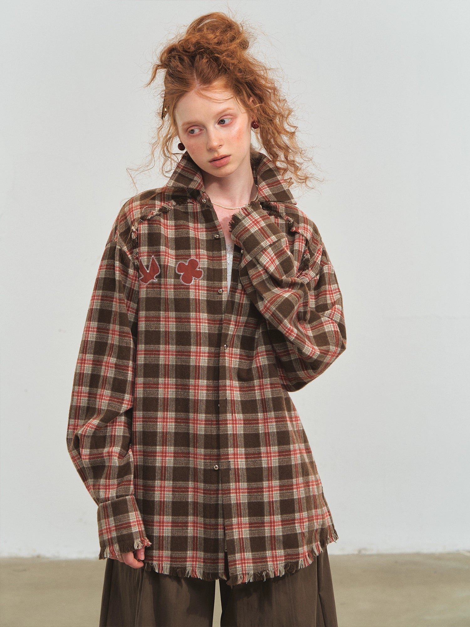 Blue &amp; Red Fringed Plaid Shirt