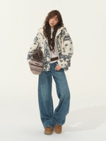 Jacquard Fleece Hooded Casual Jacket