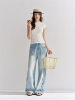 Embroidered Wide-Leg Jeans