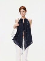 Rhinestone Halter Chiffon Top
