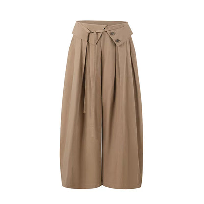 Lyocell Cotton Wide-Leg Casual Pants