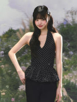 Black Polka Dot Halter Top