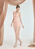 Lillian Lace Chiffon Mesh Knot Dress