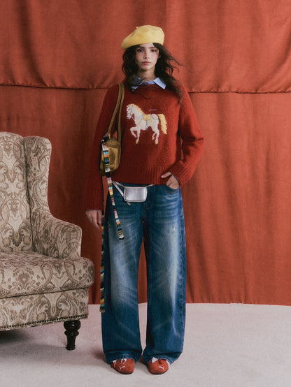 Playful Pony Embroidered Sweater