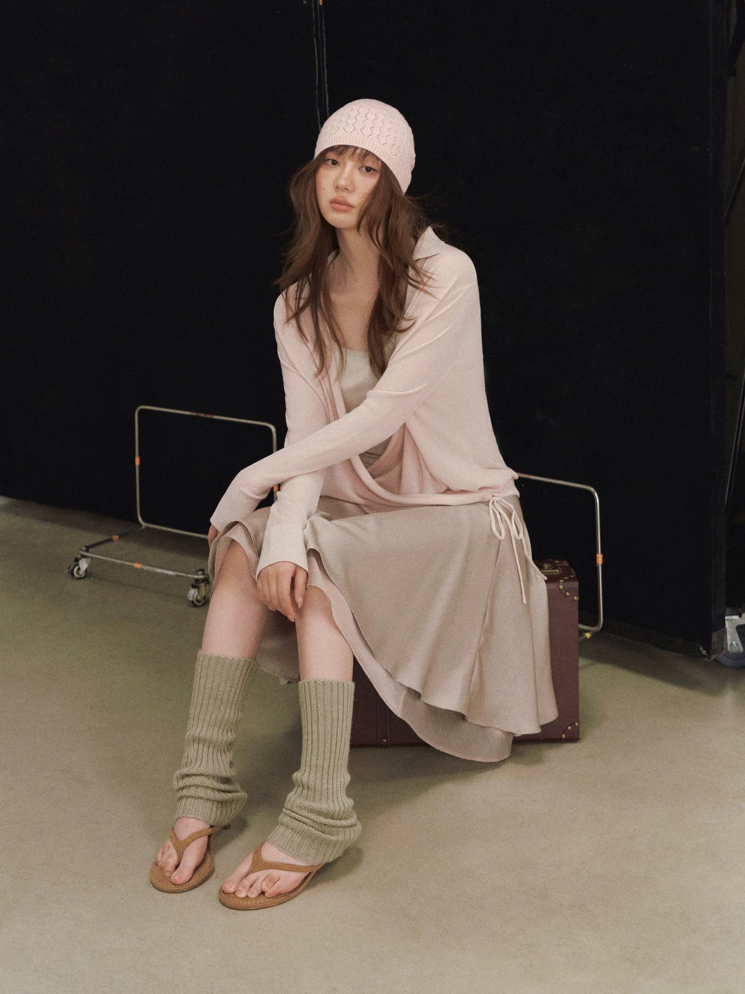 Silk Cross V-neck Knit Top