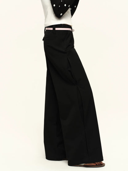 Black Mid-Rise Straight Trousers