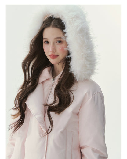 "Snow Envelope" Faux-fur Collar Down Coat