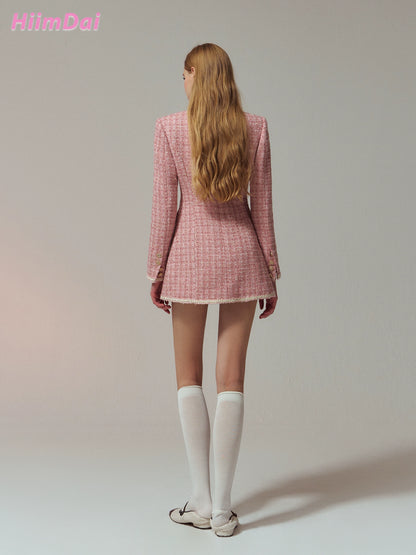 “Heiress” Petite-Tweed Fitted Dress