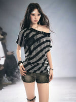 Off Shoulder Stripe Tee