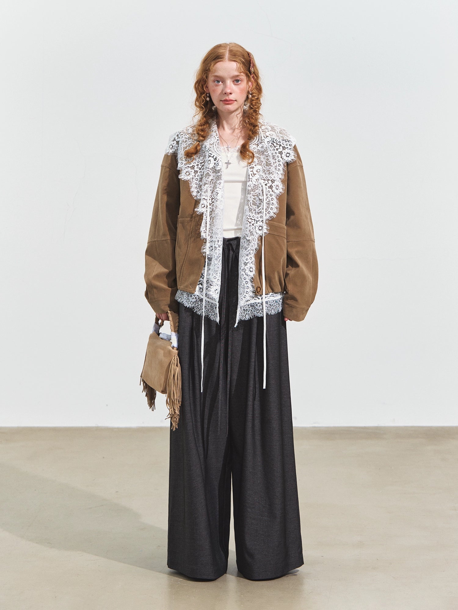 Gray Draped Flip-Waist Trousers