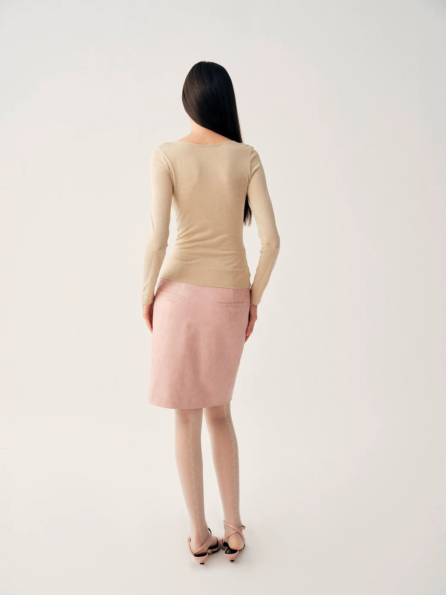 Two-Tone Buckle Knit Top