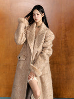 Camel & Brown Detachable Fur Wool Coat