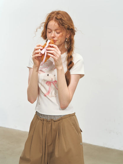 Bow Bunny Print Short - Sleeve T-Shirt