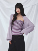 Striped Bandeau Cardigan Set