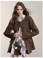 Brown Studded Suede Cinched Jacket