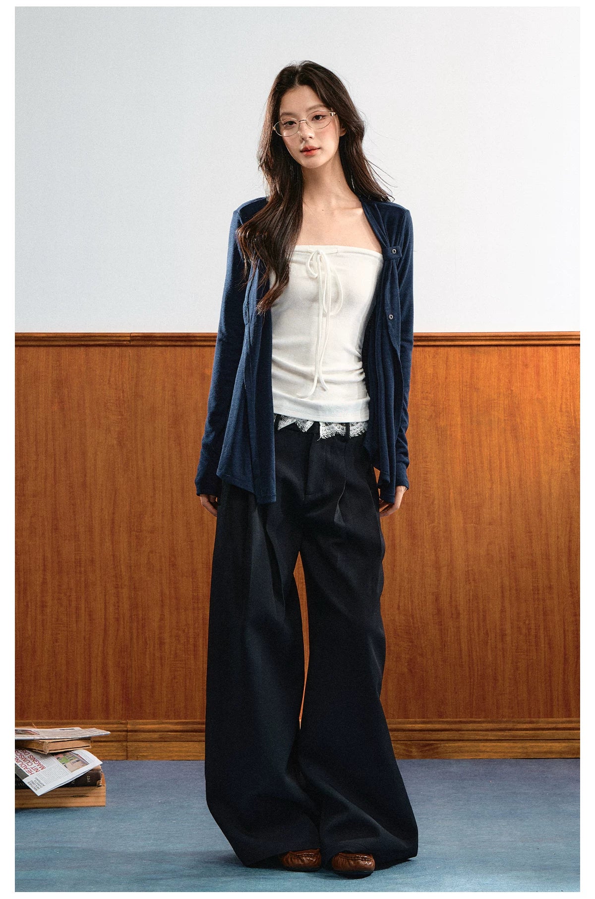 Tie Bust Knit Cardigan Set