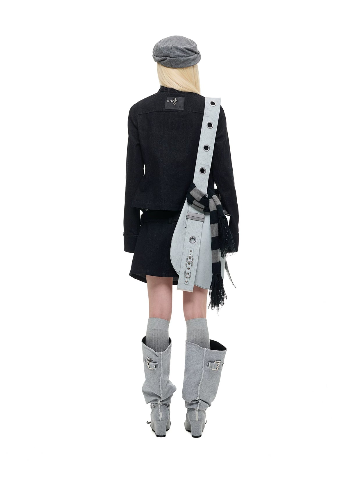 Stand Collar Denim Jacket &amp; Skirt Set