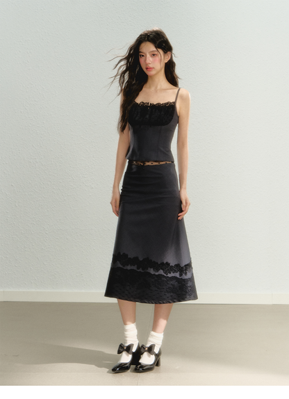 Lace Spaghetti Strap Tank Top &amp; Mini Skirt Set