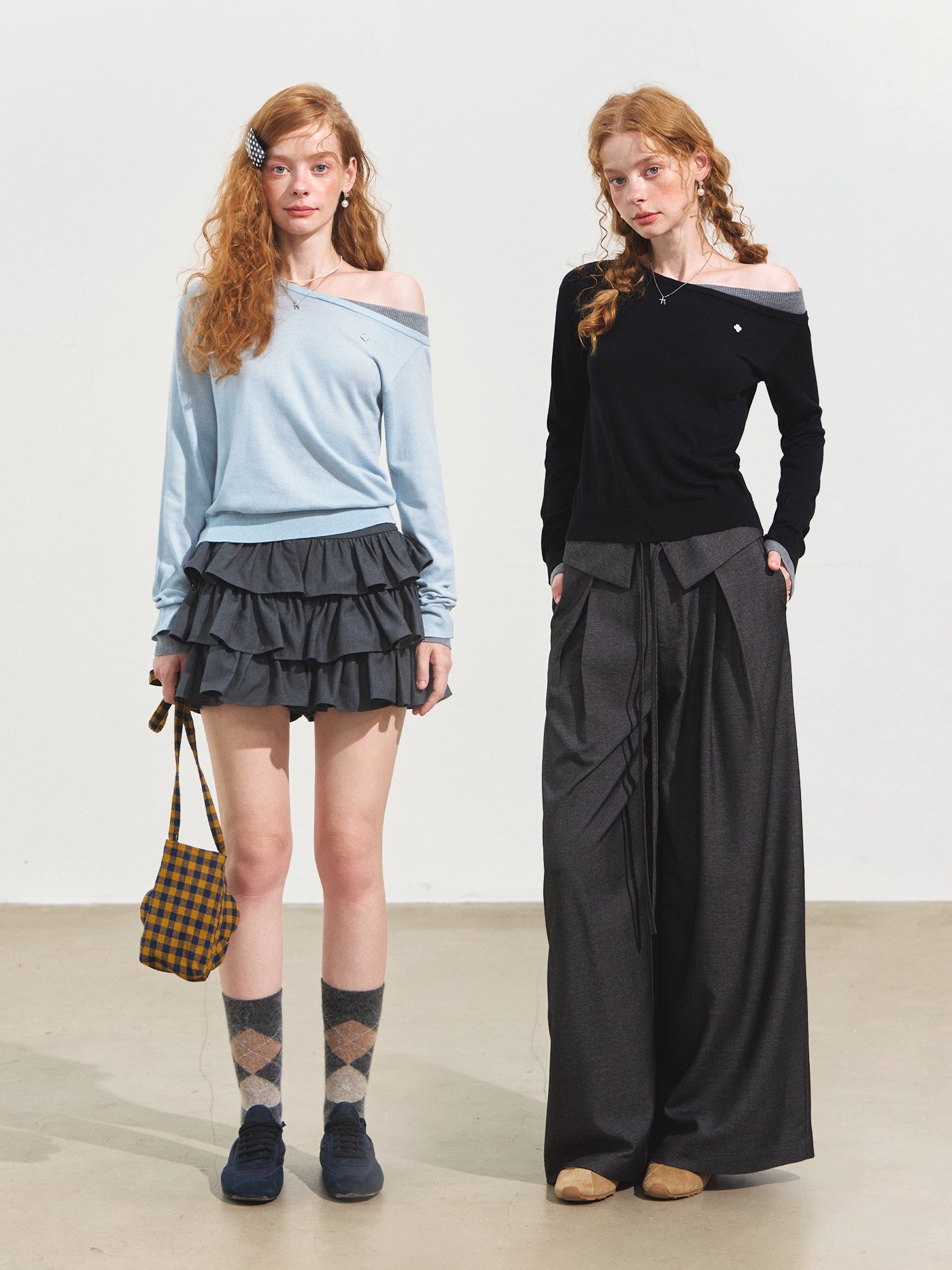 Contrast Asymmetrical Layered Sweater
