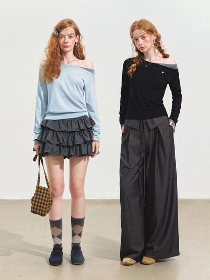 Contrast Asymmetrical Layered Sweater