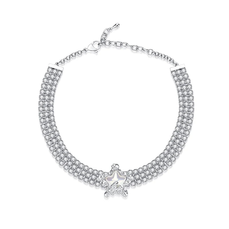 Diamond Pearl Starfish choker