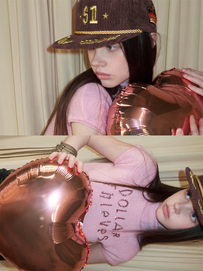 Corduroy Embroidered Flat Cap