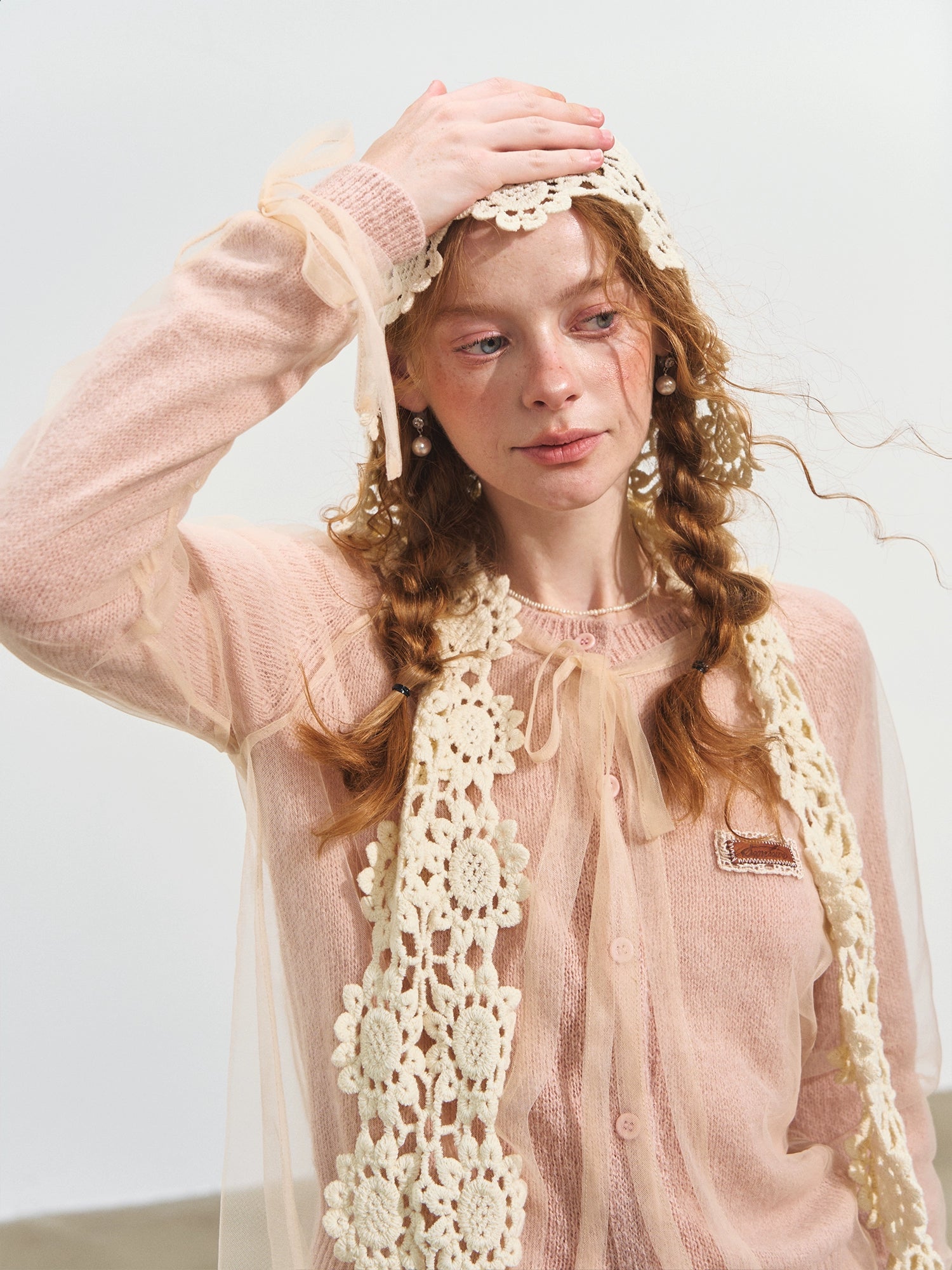 Mesh Layered Knit Cardigan