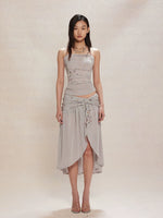 Rhinestone Strap Knit Tube Top & Skirt Set