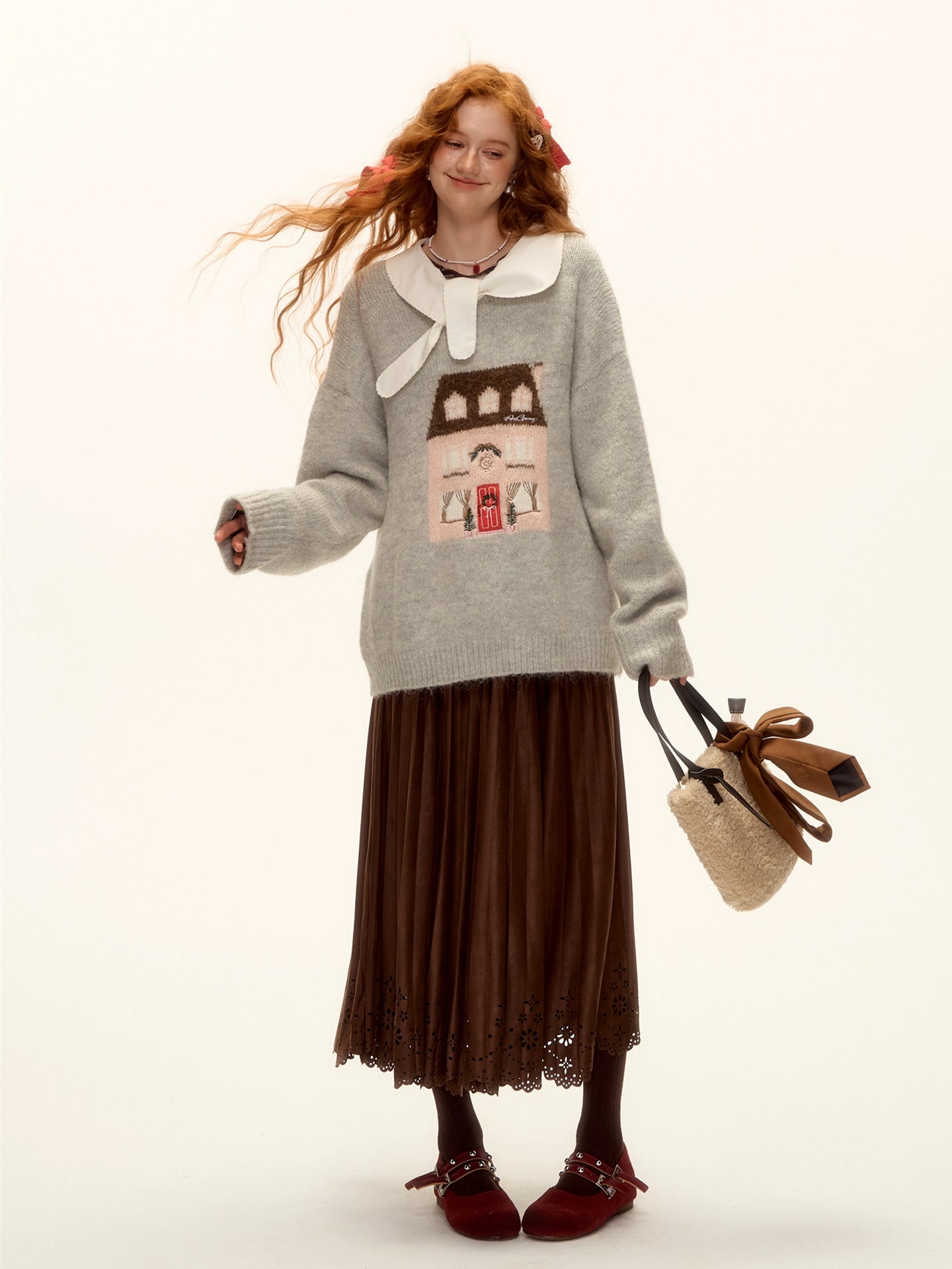 House Jacquard Embroidered Crewneck Sweater