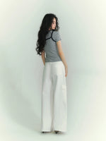 Curved Cargo Denim Pants