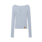 "Blue Ridge" V-Neck Openwork Knit Top