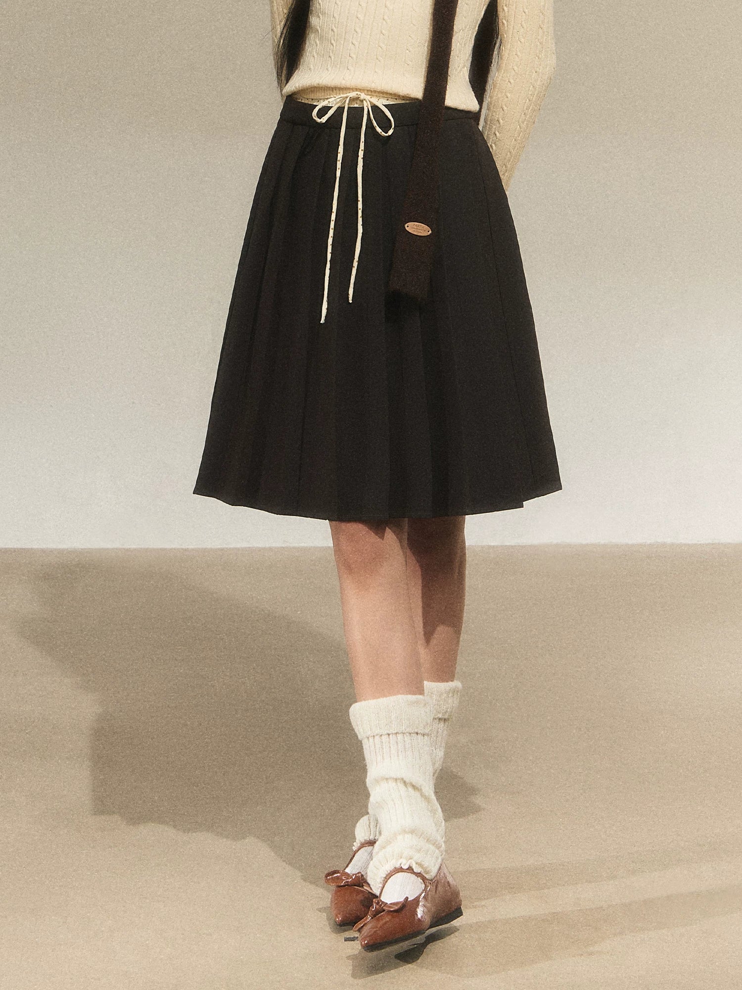 Polka Dot Pleated A-Line Skirt