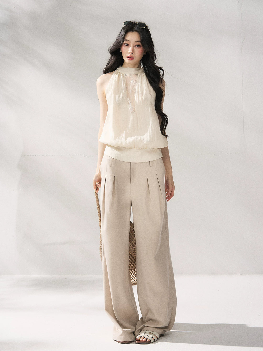 Khaki High Waist Wide Pants