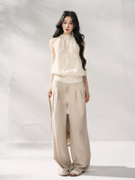 Khaki High Waist Wide Pants