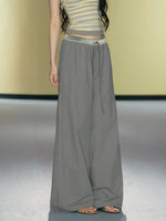 Satin Waistband Wide-Leg Pants