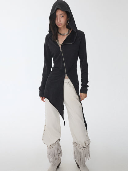Rhinestone Studded Deconstructed Hoodie Dress