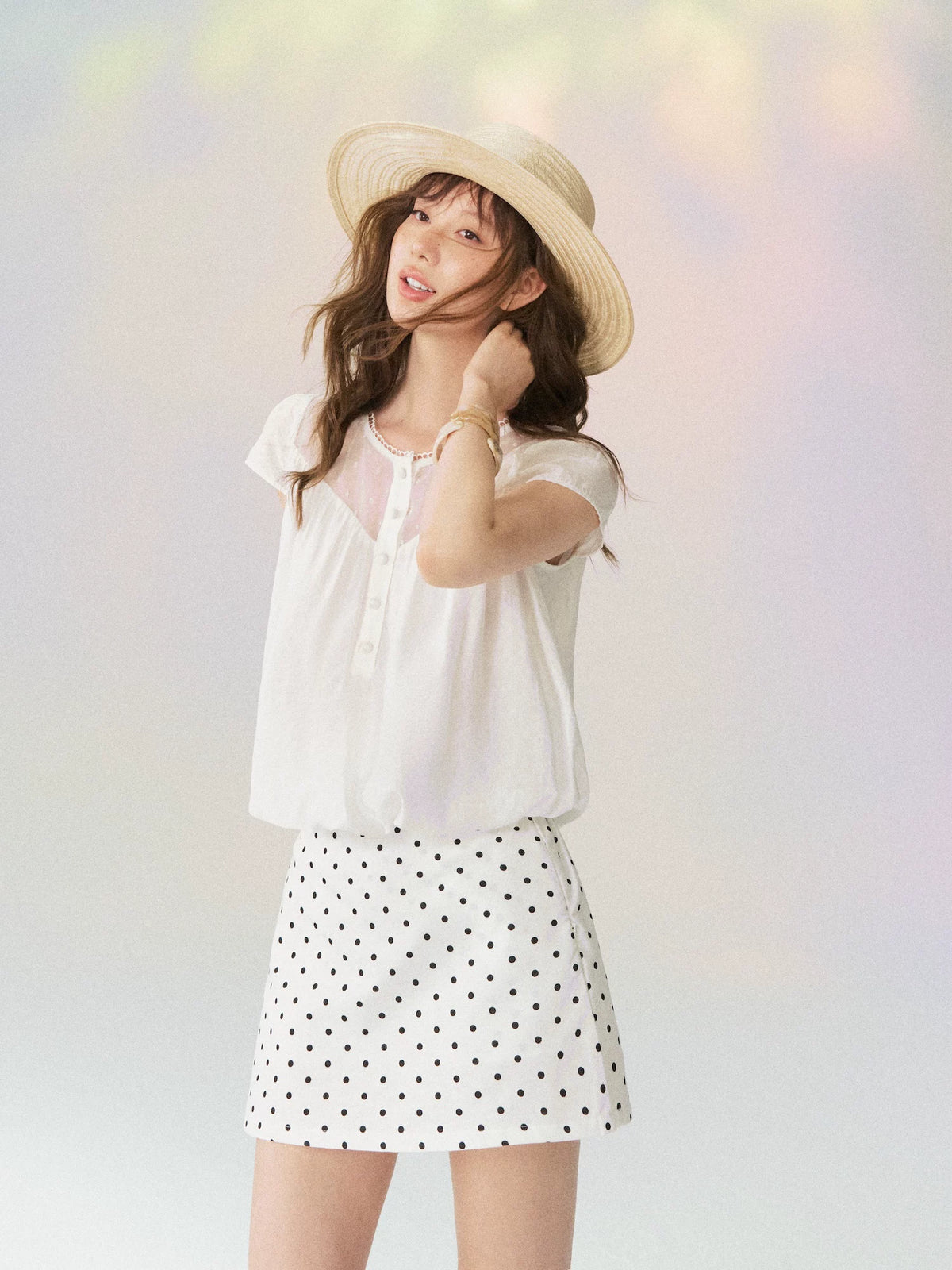 French Crewneck Puff Hem Top