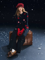 Navy Apple Jacquard Cardigan