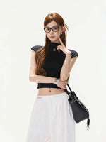 Black Embroidered Short Tee