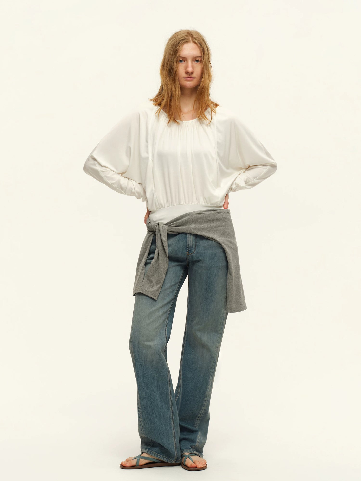 Lyocell Pleated Hoodie Top